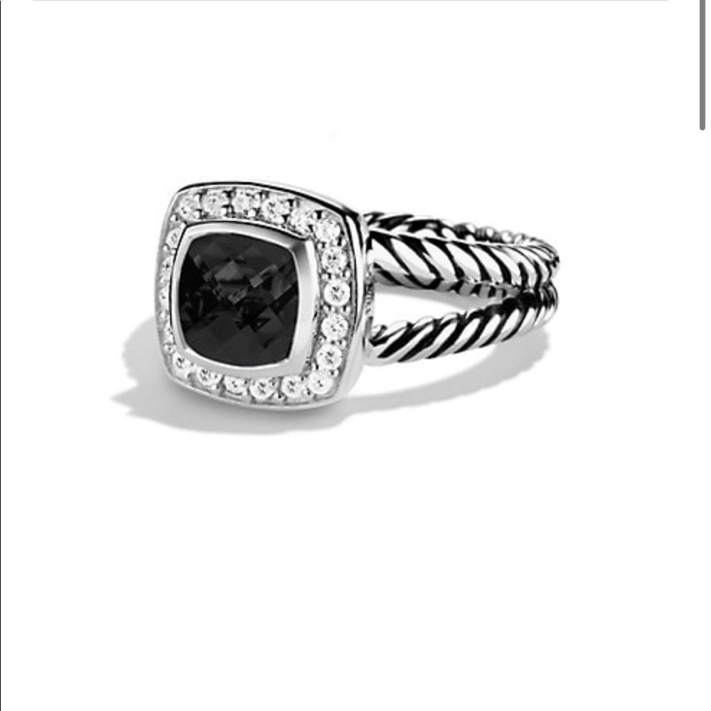 David Yurman Albion Petite Ring with Gemstone & Diamonds - Black Onyx